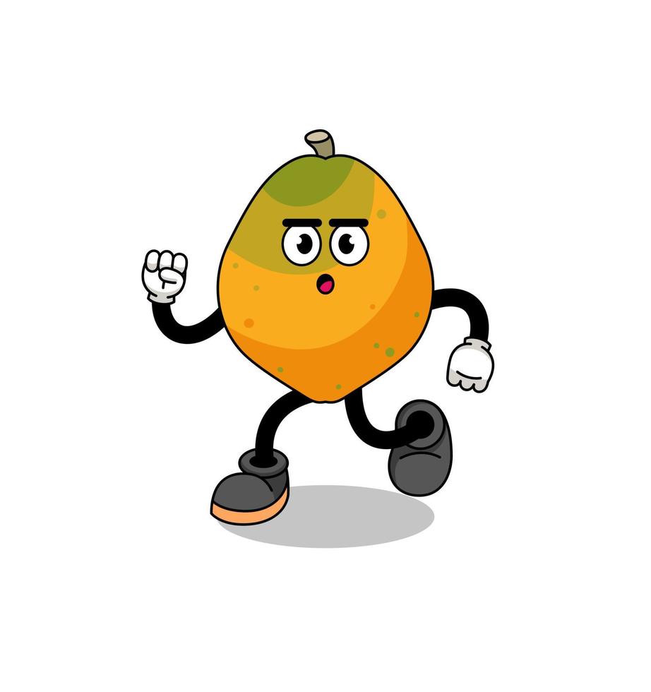 running papaya fruit mascot illustration vector