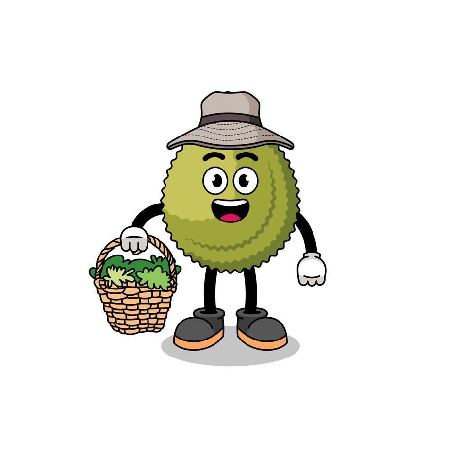 ilustración de personaje de fruta durian como herbolario vector