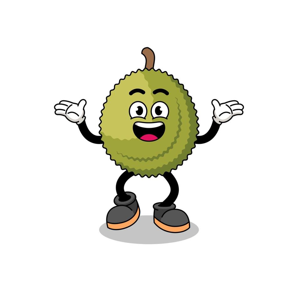 durian fruit cartoon searching with happy gesture vector