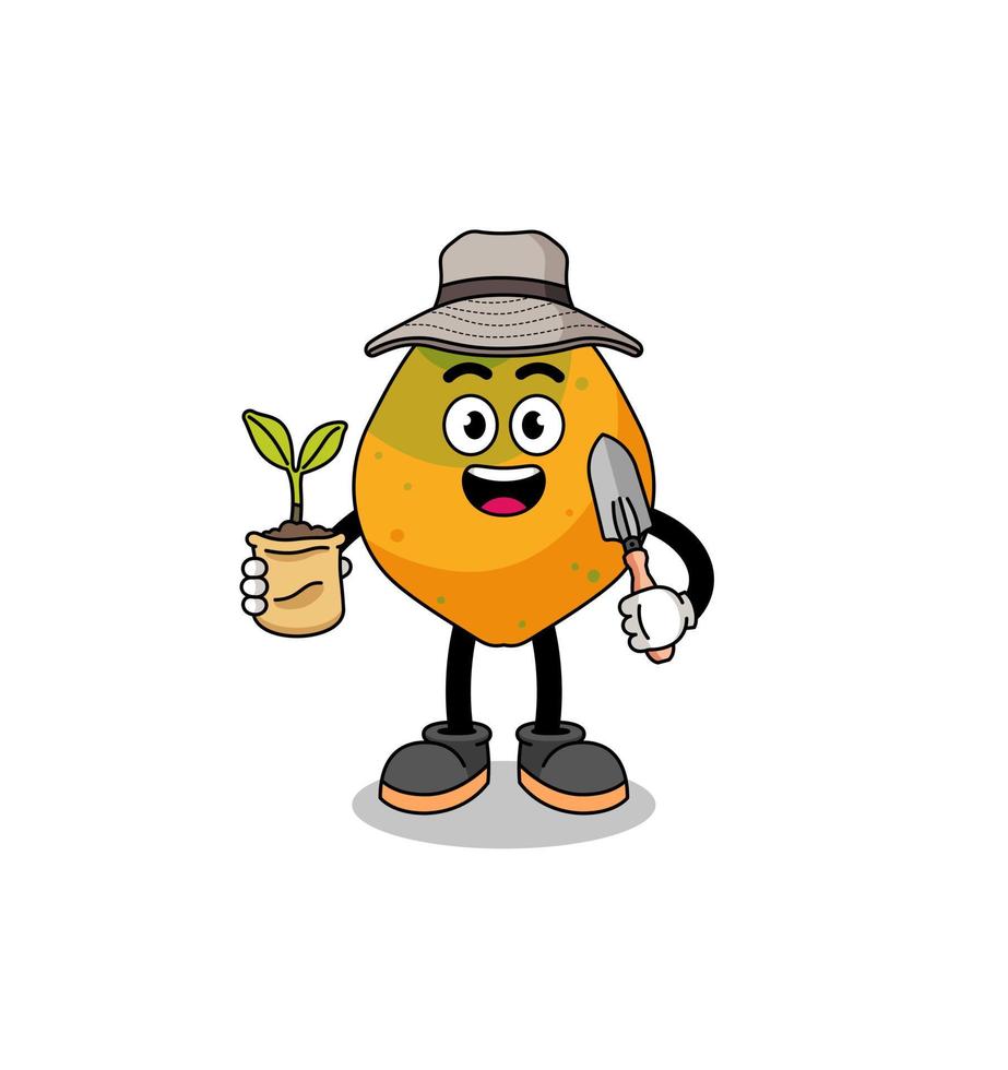 Illustration of papaya fruit cartoon holding a plant seed vector