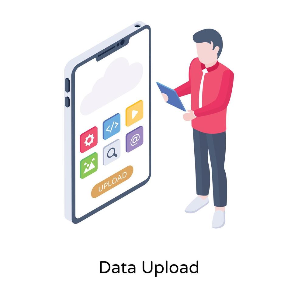 Icon of data upload of mobile, UI, UX  design vector