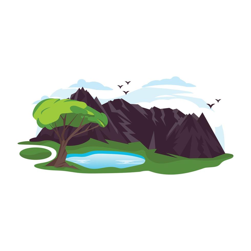 Download this flat design of riverside landscape vector