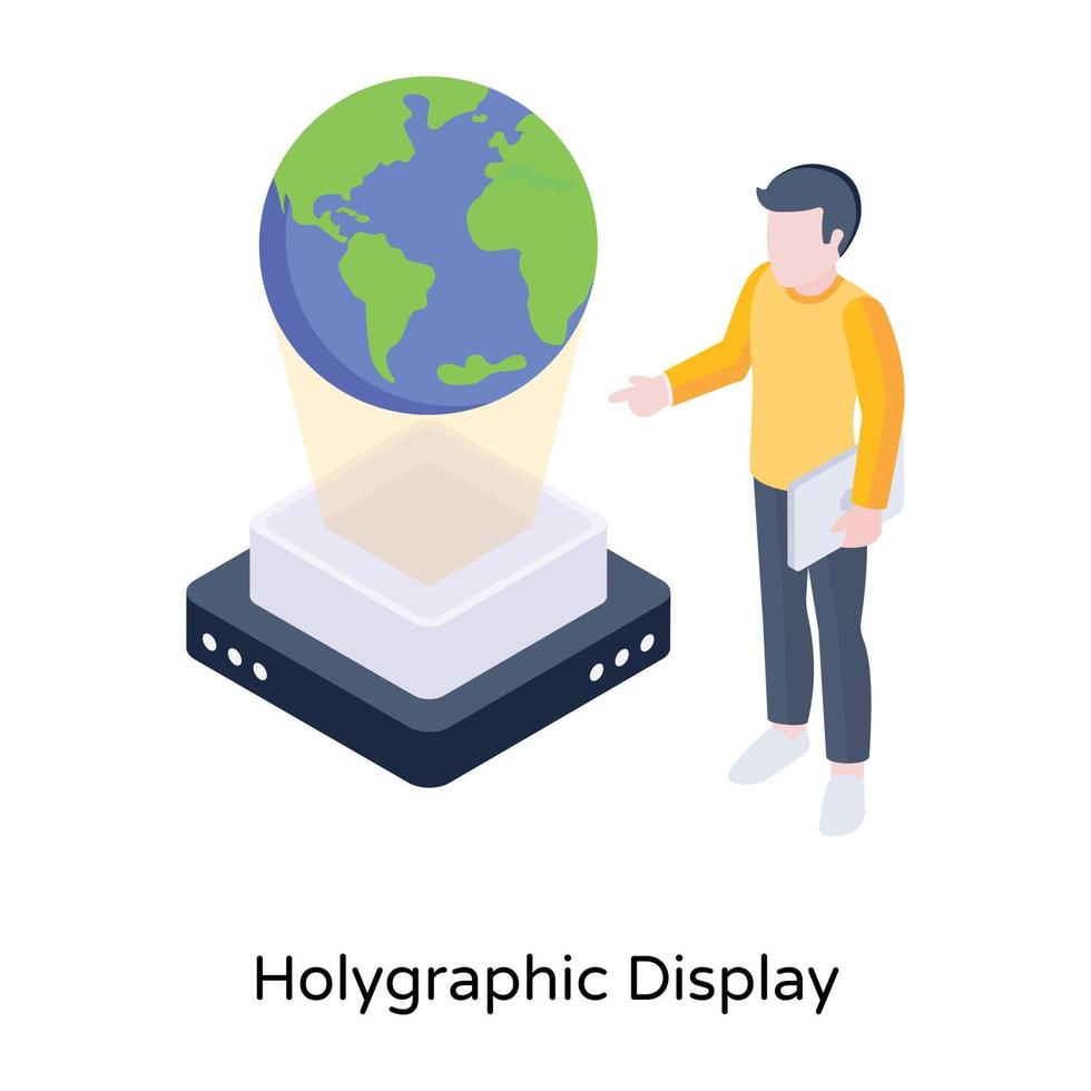 Futuristic technology, an isometric icon of holographic display vector