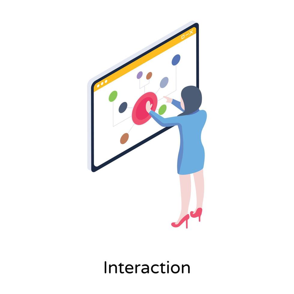 Digital network, an isometric icon of interaction vector