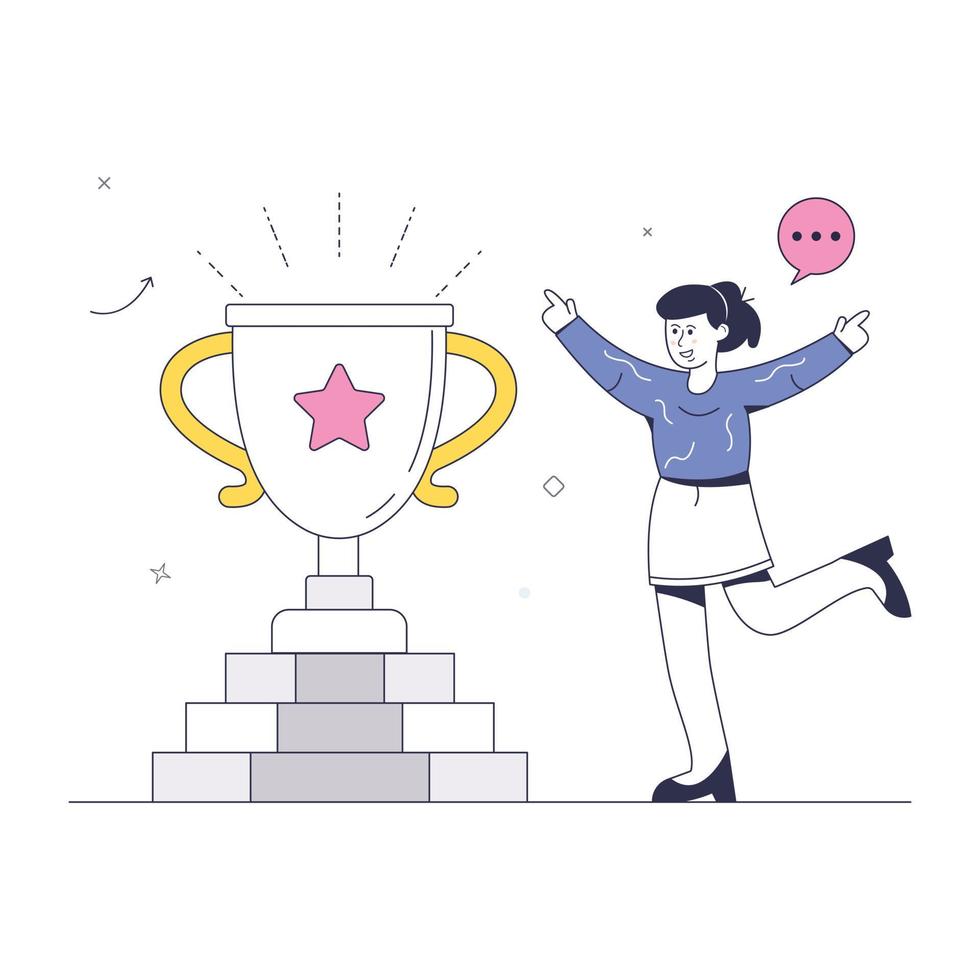 Employee with trophy, a flat illustration of business success vector