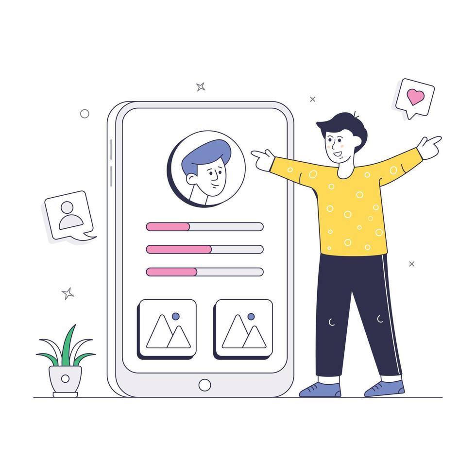 Online feedback, a trendy isometric illustration of profile review vector
