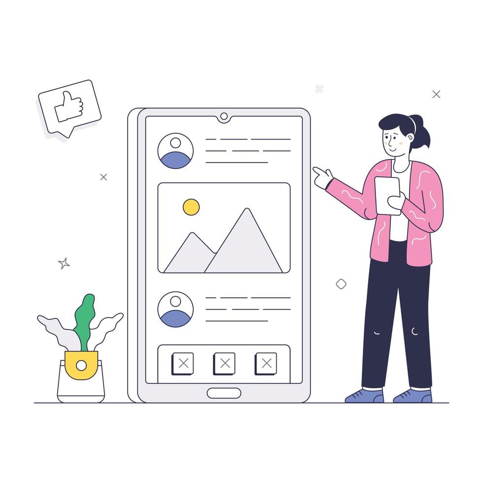 Online feedback, a trendy isometric illustration of profile review vector