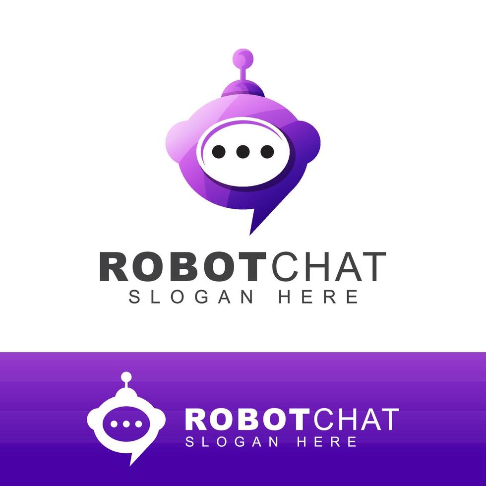 logotipo de chat de robot o bot. diseño de logotipo de tecnología automática de conversación moderna vector