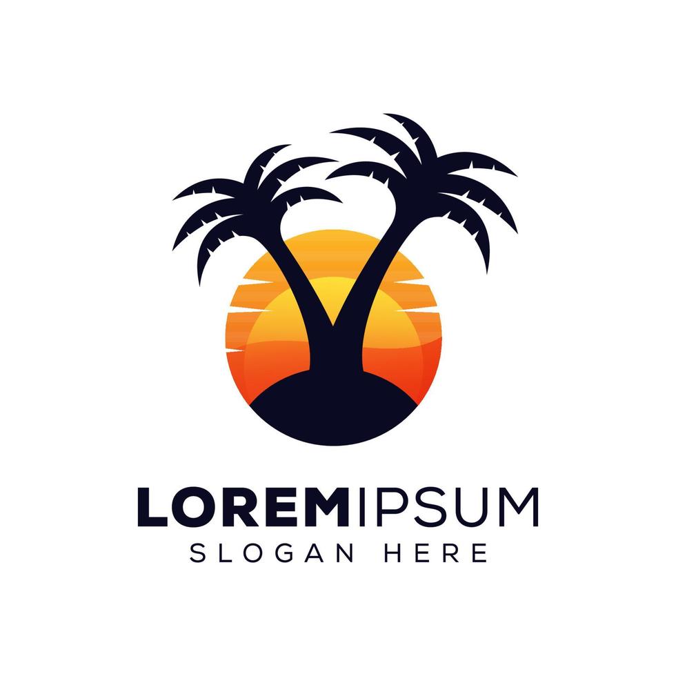 palm tree logo, beach palm summer logo design vector template