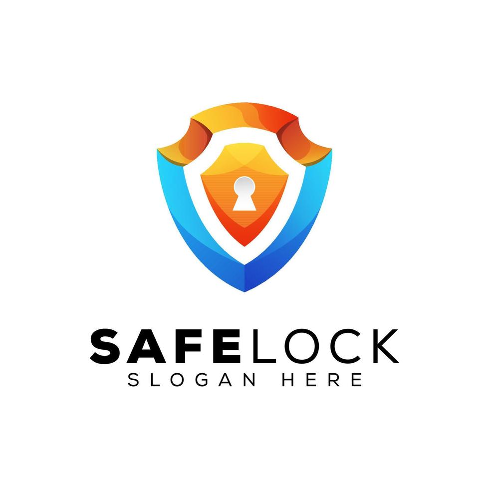 modern color safe lock or shield security logo design vector template