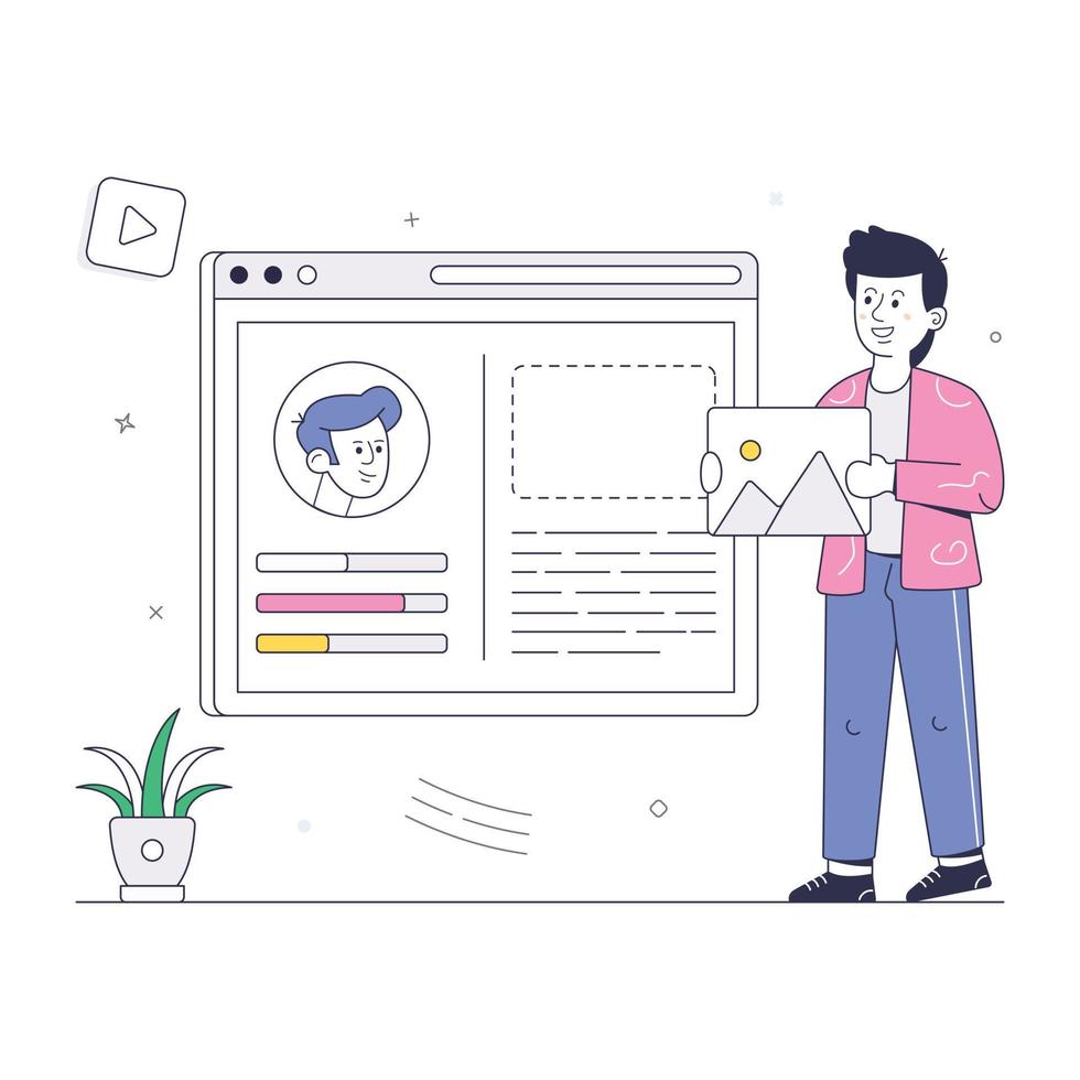 A well-designed flat illustration of edit profile vector