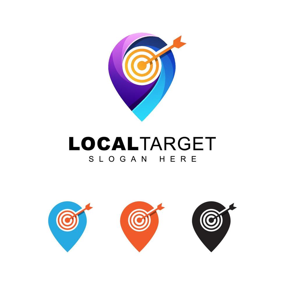 modern color local target or pin location targeting logo vector template tempolate