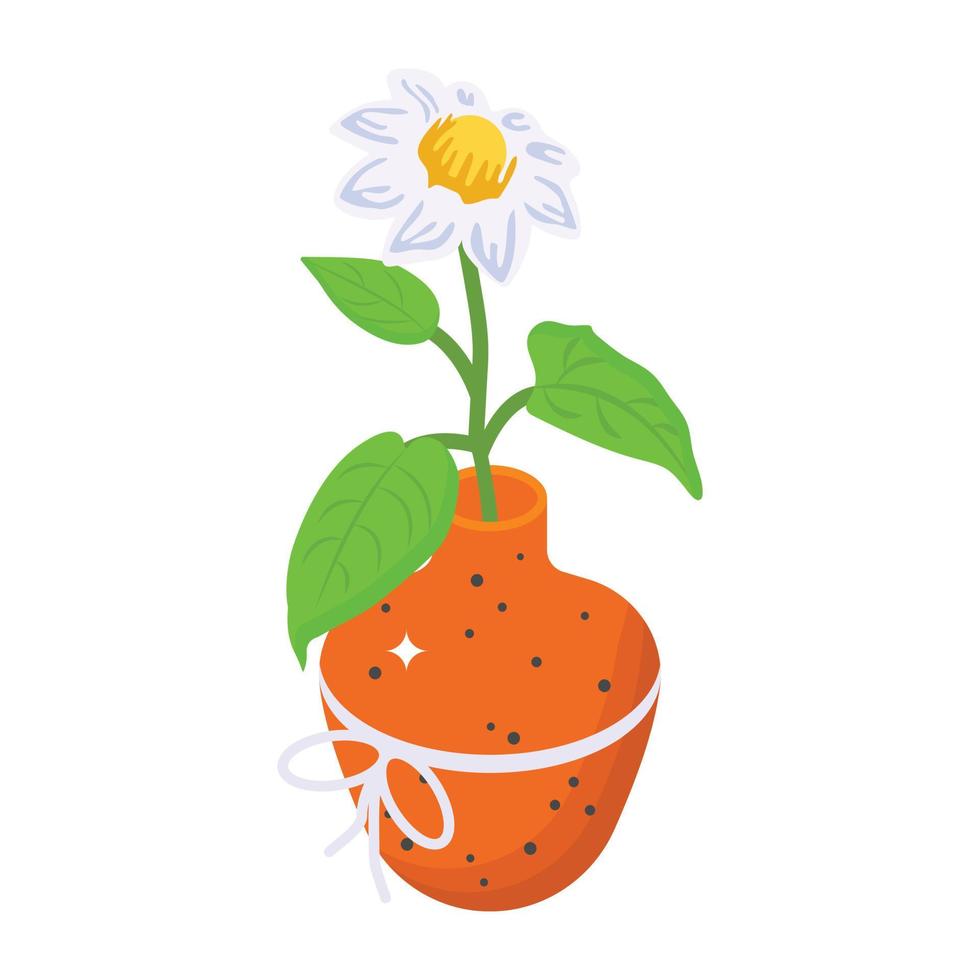 Grab this amazing isometric icon of potted flower vector