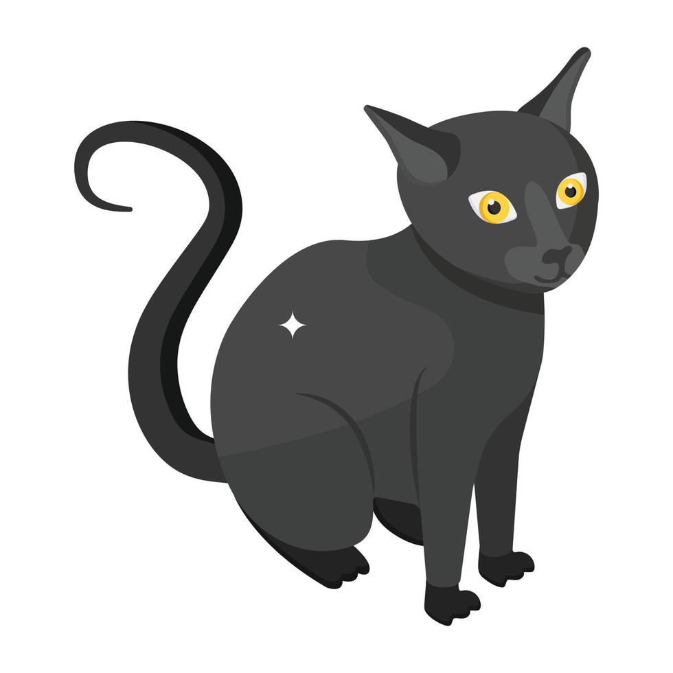 Superstition animal, isometric icon of black cat vector
