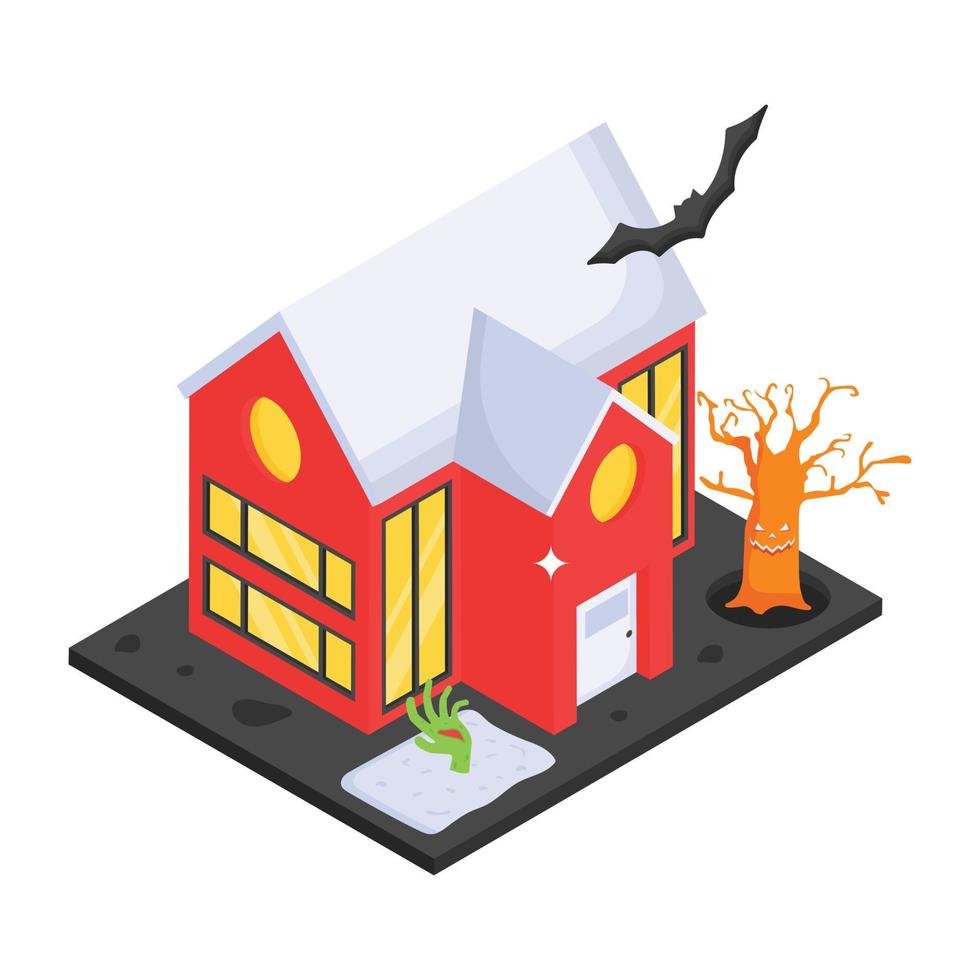 Halloween building, an isometric icon of haunted house vector
