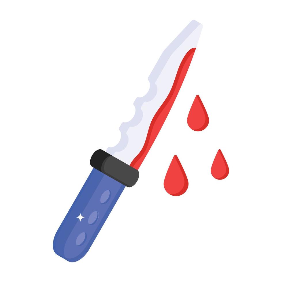 An isometric icon of bloody knife, vector design