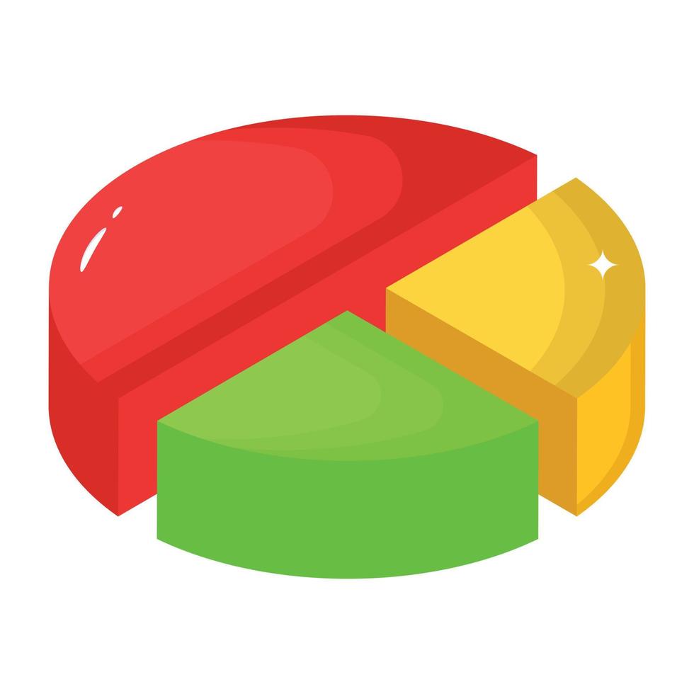 An easy to use isometric icon of pie chart vector