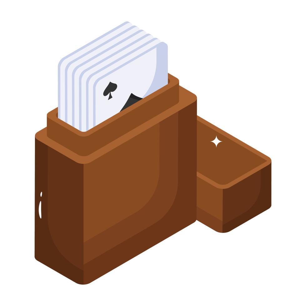 An editable icon of cards box in isometric style vector