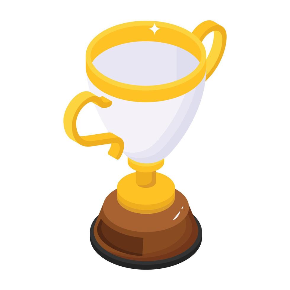A trendy isometric icon of trophy, editable design vector