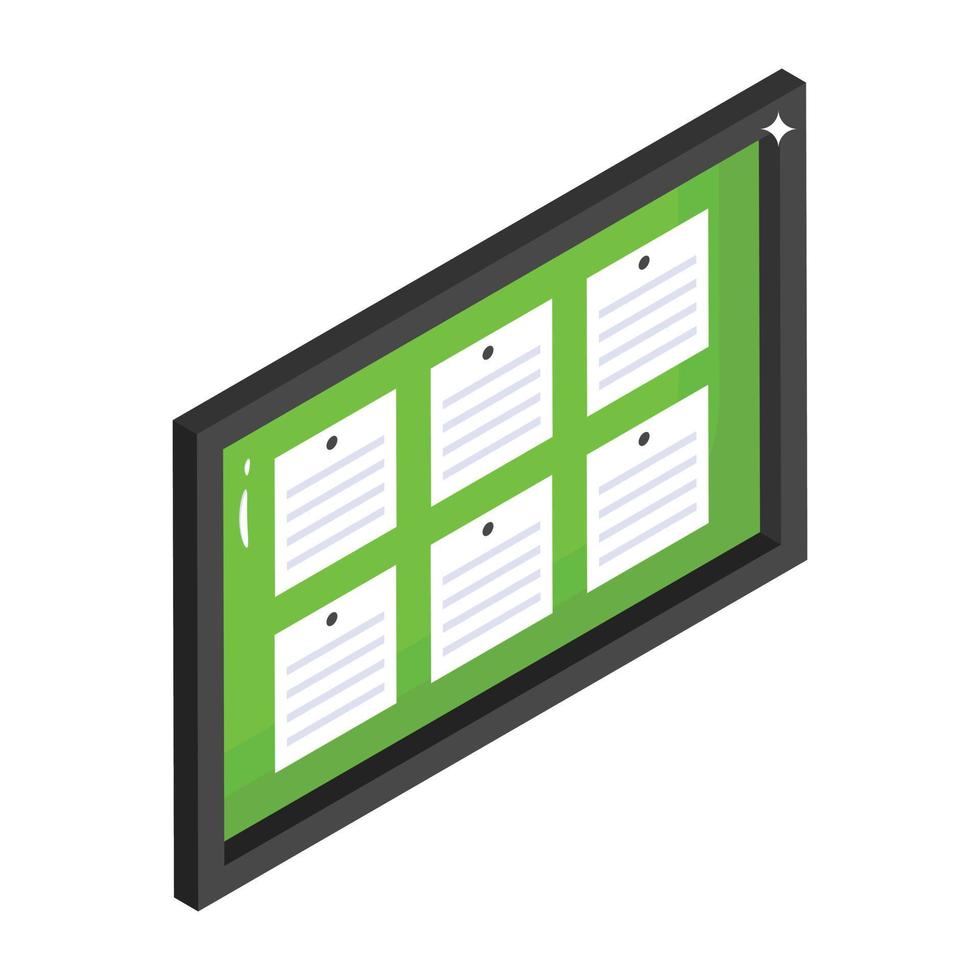 A well-designed isometric icon of noticeboard vector