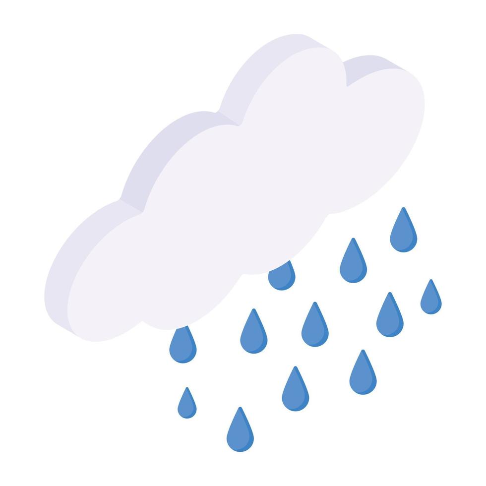 A visually appealing isometric icon of raining vector