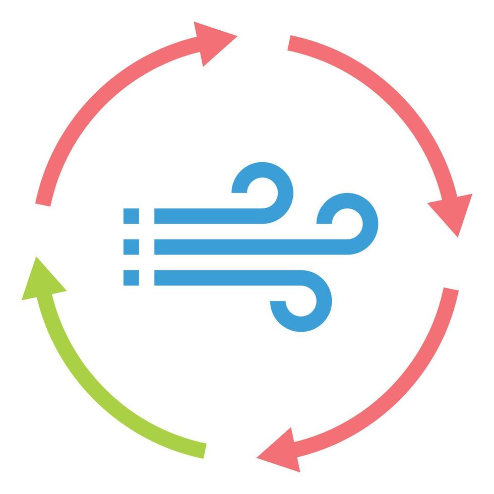 ilustración de vector de icono plano de aire circulante