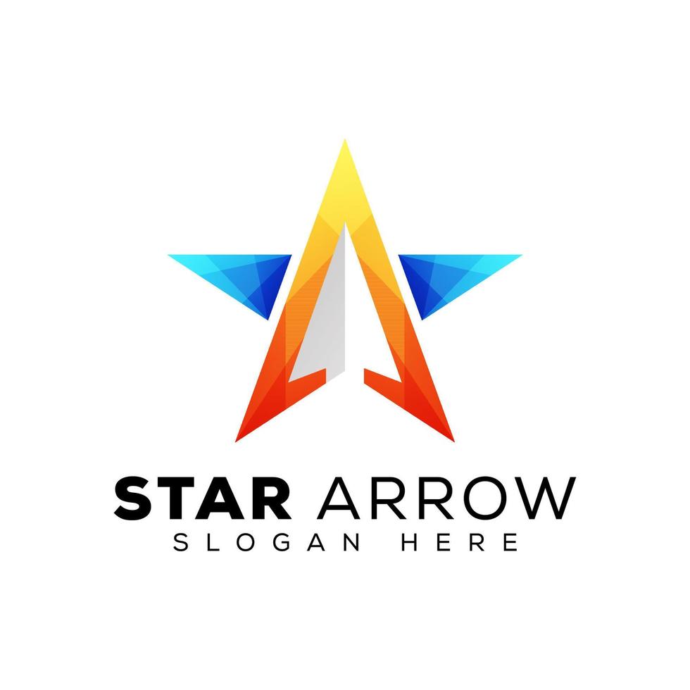 logotipo vectorial de flechas hacia arriba en forma de estrella, logotipo de moda de estrella, letra de forma creativa a, símbolo de signo de dirección de concepto vector