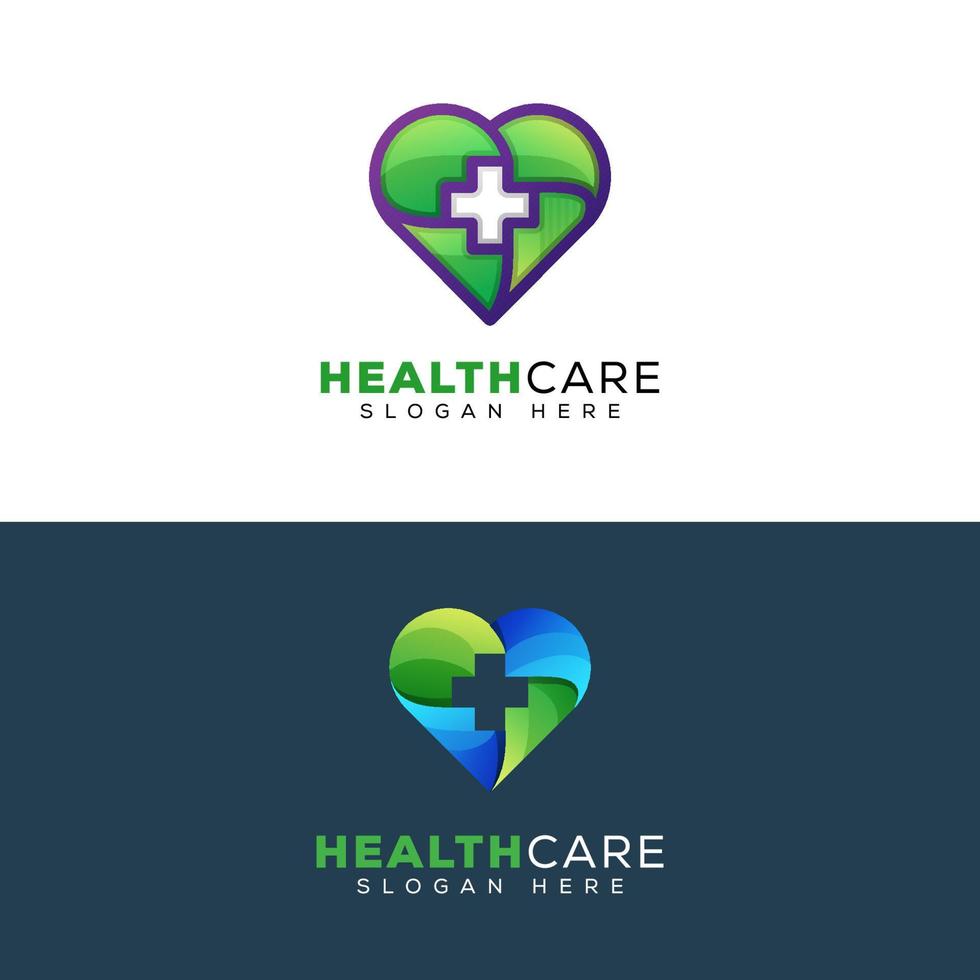 Plantilla de vector de diseño de logotipo de corazón médico o atención médica