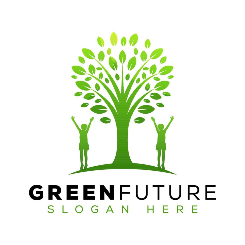 diseño del logotipo del futuro del árbol verde, plantilla vectorial vector
