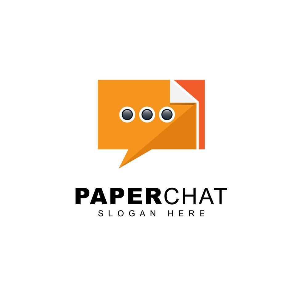 paper chat gradient logo, document communication logo template vector