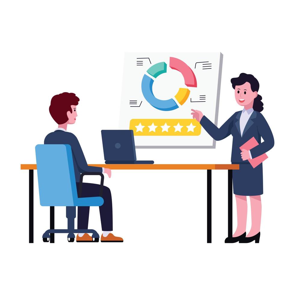 Persons discussing work process, flat illustration of team planning vector