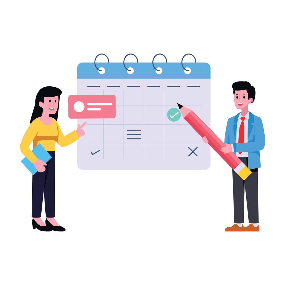 A handy flat illustration of project schedule vector