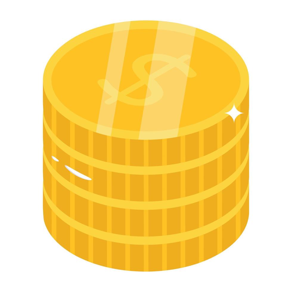 Premium isometric icon of coins stack vector