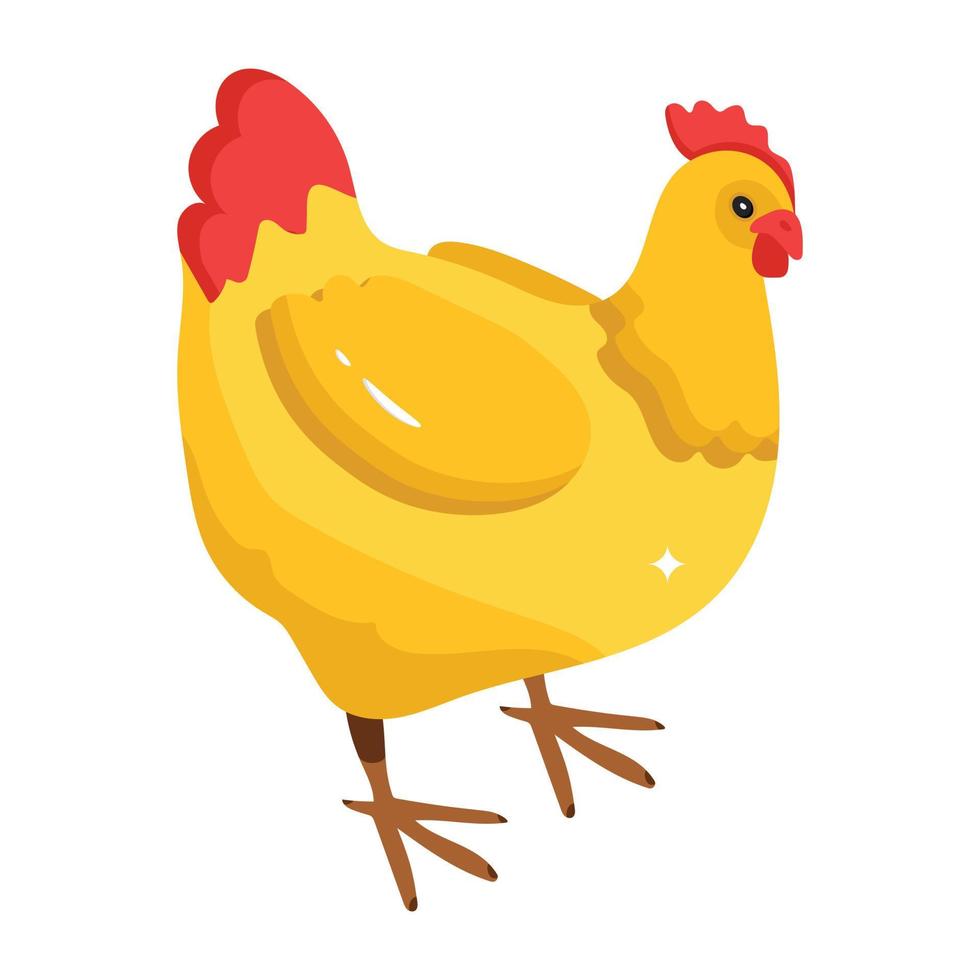 A cute captivating icon of hen, isometric style vector