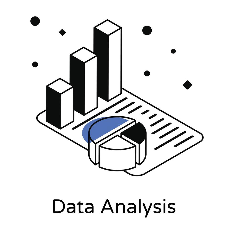 un icono de diseño isométrico de análisis de datos vector