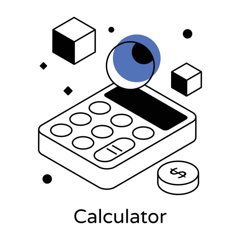 icono isométrico de una calculadora vector