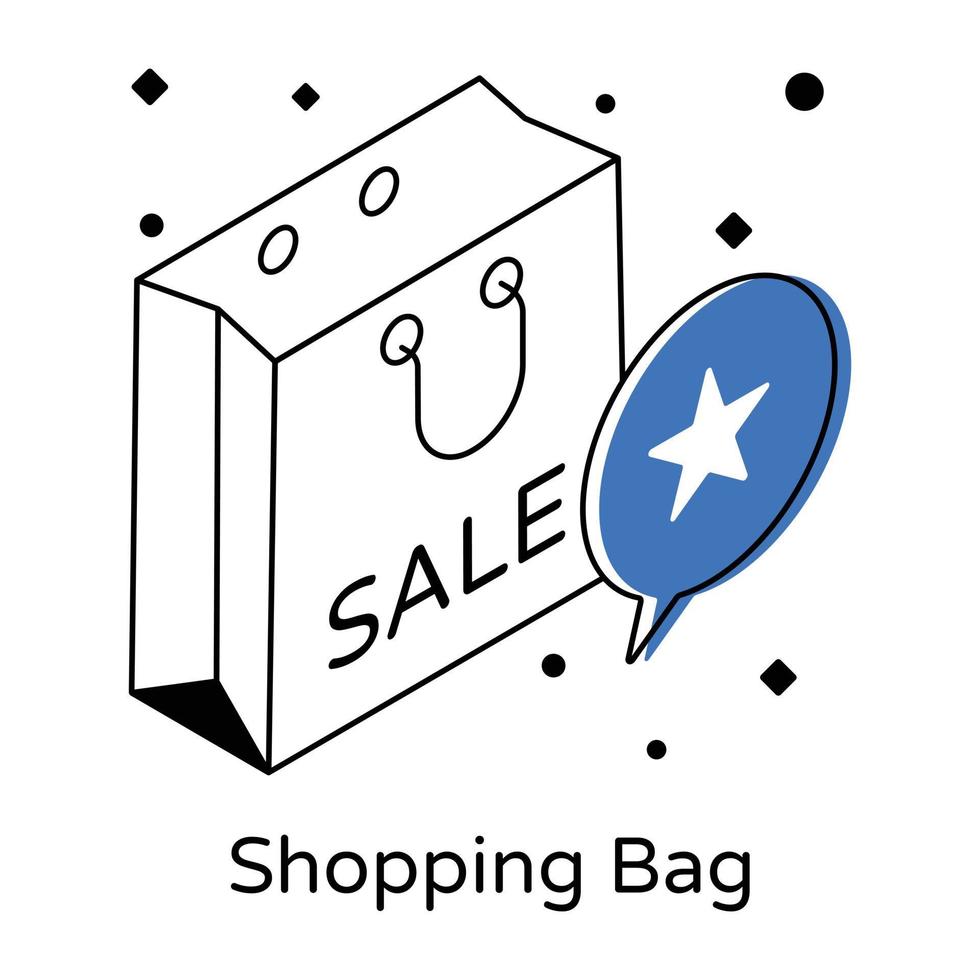 Icon of shopping bag in modern isometric vector