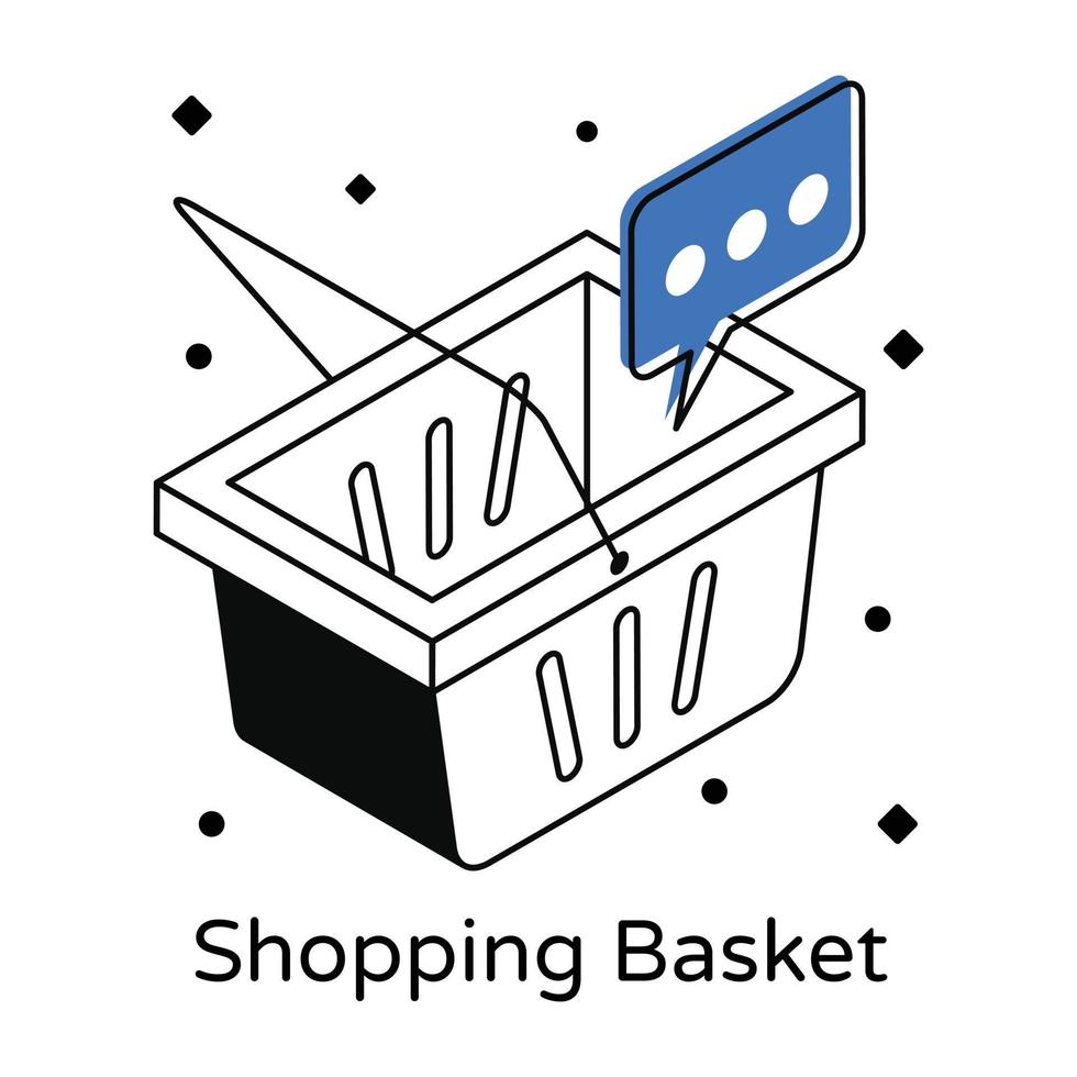 Isometric icon of shopping basket in editable vector format