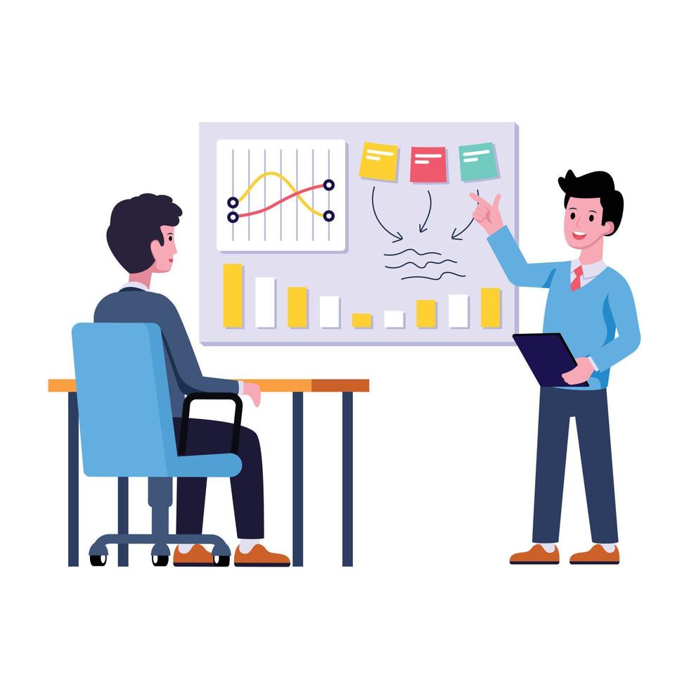 An editable flat illustration of business chat vector