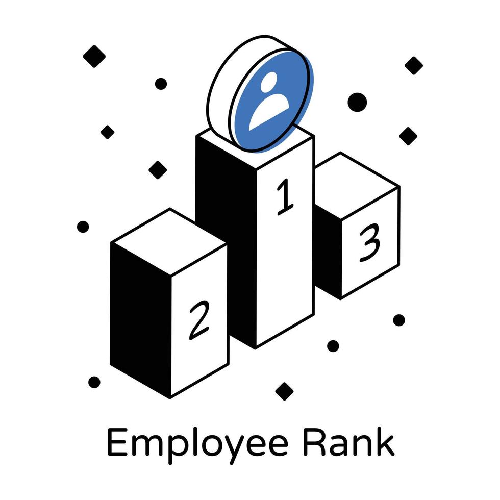 Trendy employee rank in isometric vector