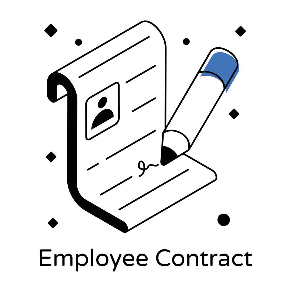 Modern isometric icon of employee contract vector