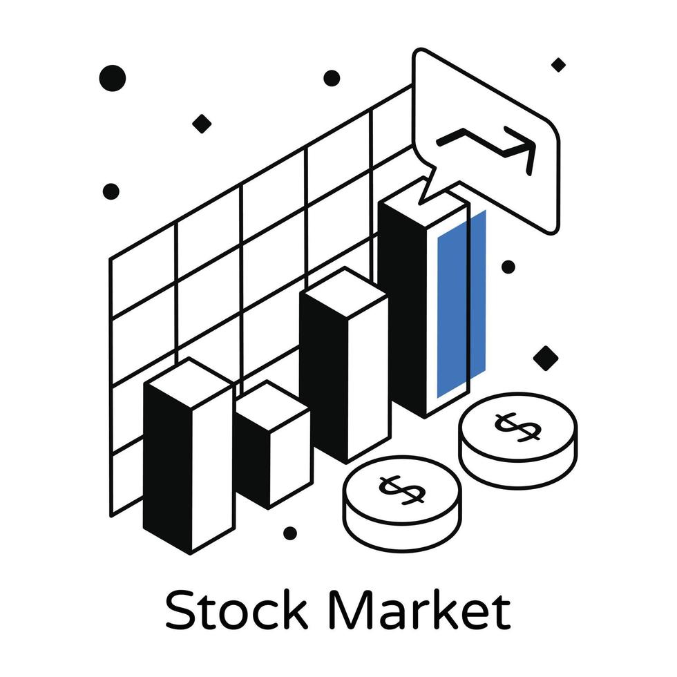 icono isométrico moderno del mercado de valores vector