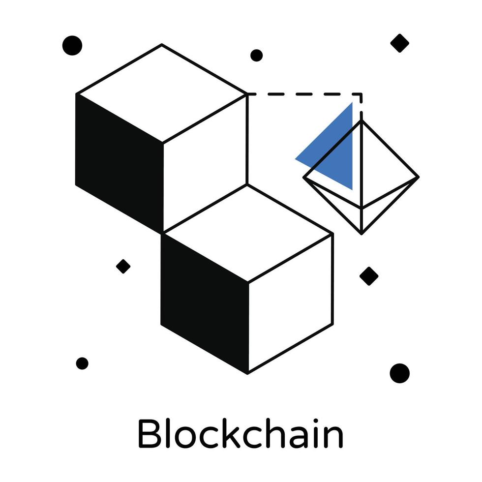 icono moderno de blockchain en vector isométrico