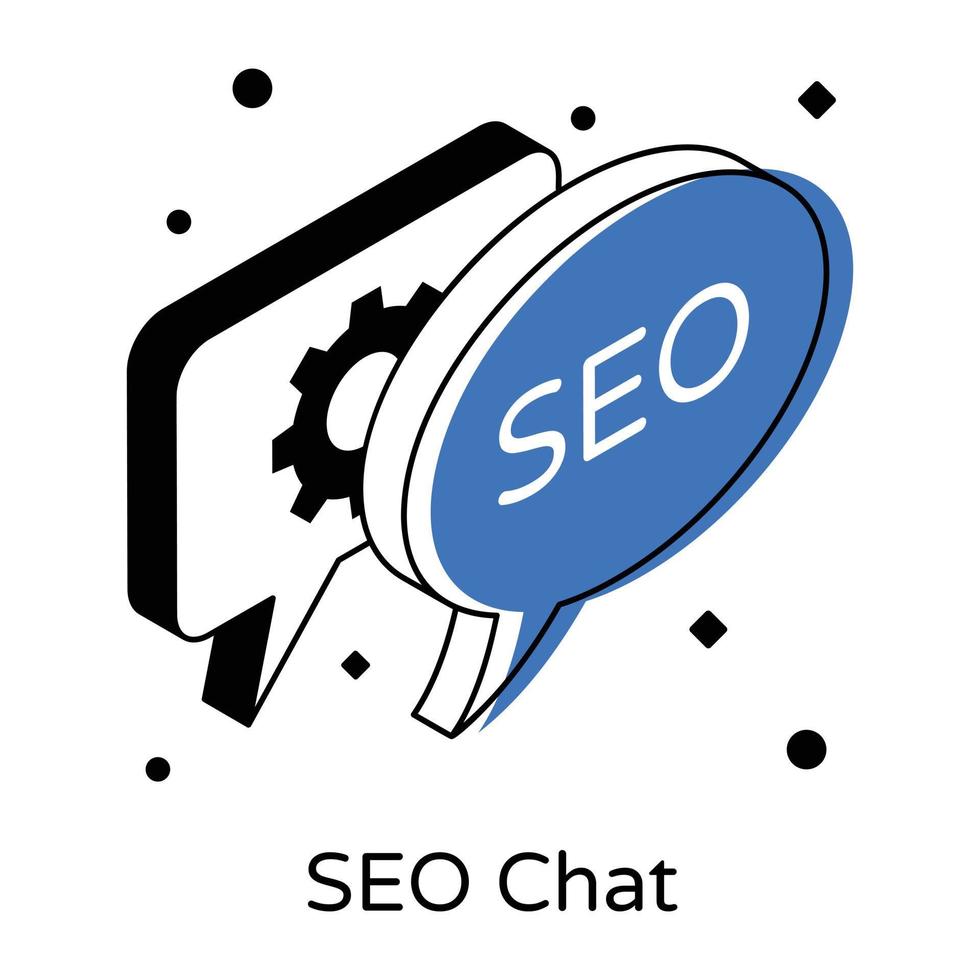 chat seo en vector isométrico editable