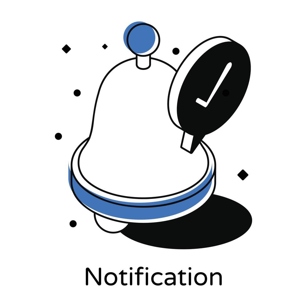 An icon of notification in isometric editable design vector