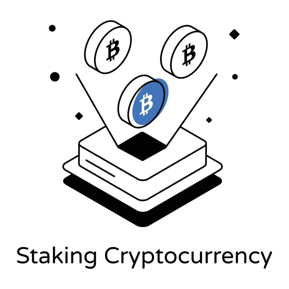 Isometric icon of staking cryptocurrency vector