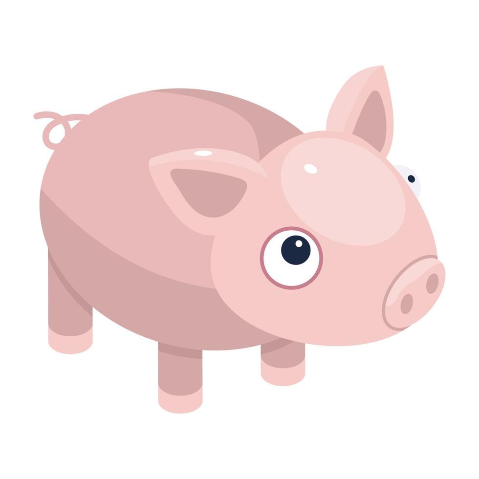 A well-designed isometric icon of pig vector