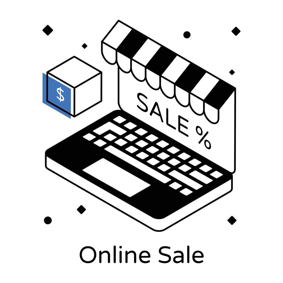 An icon of online sale, isometric vector