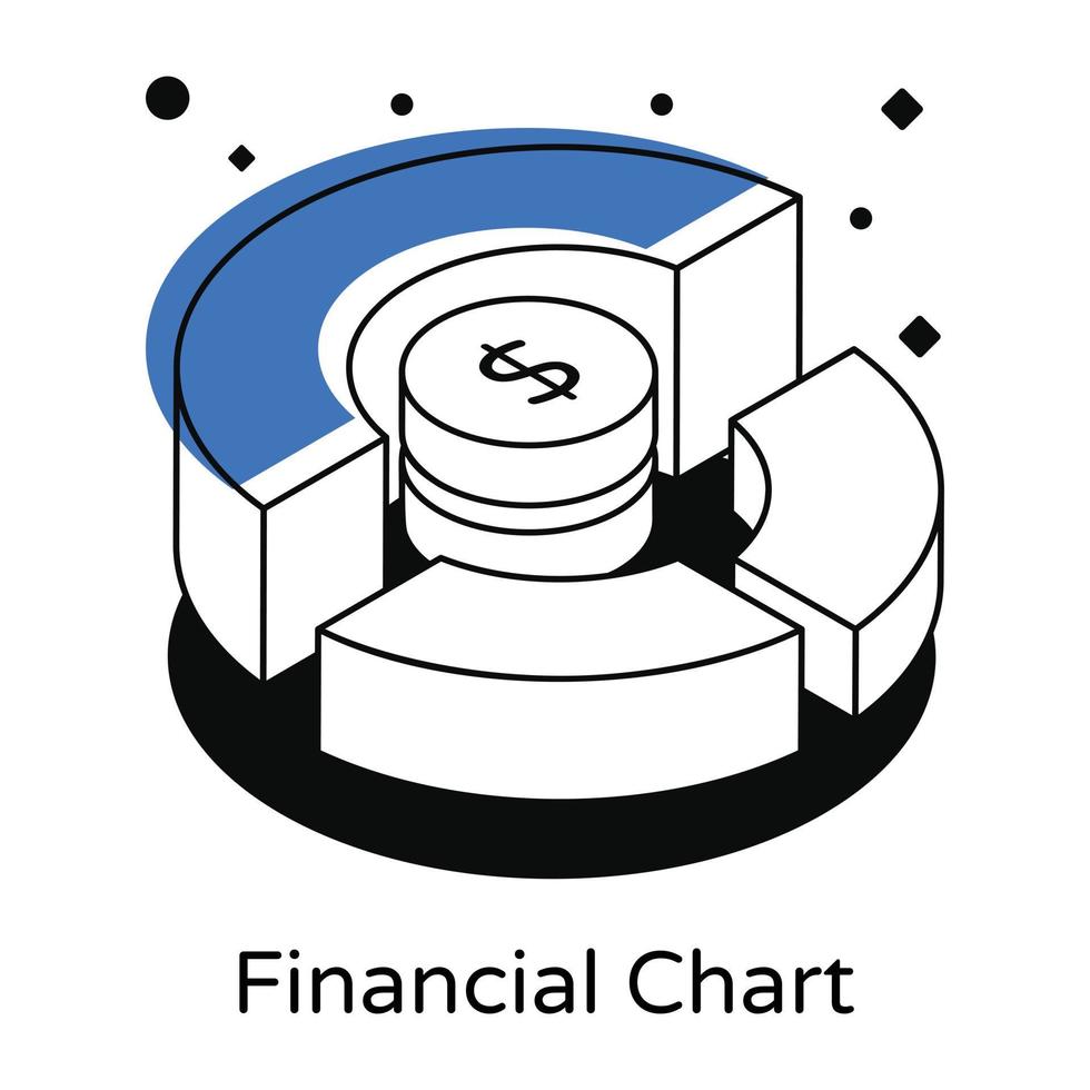 A trendy isometric icon of financial chart vector