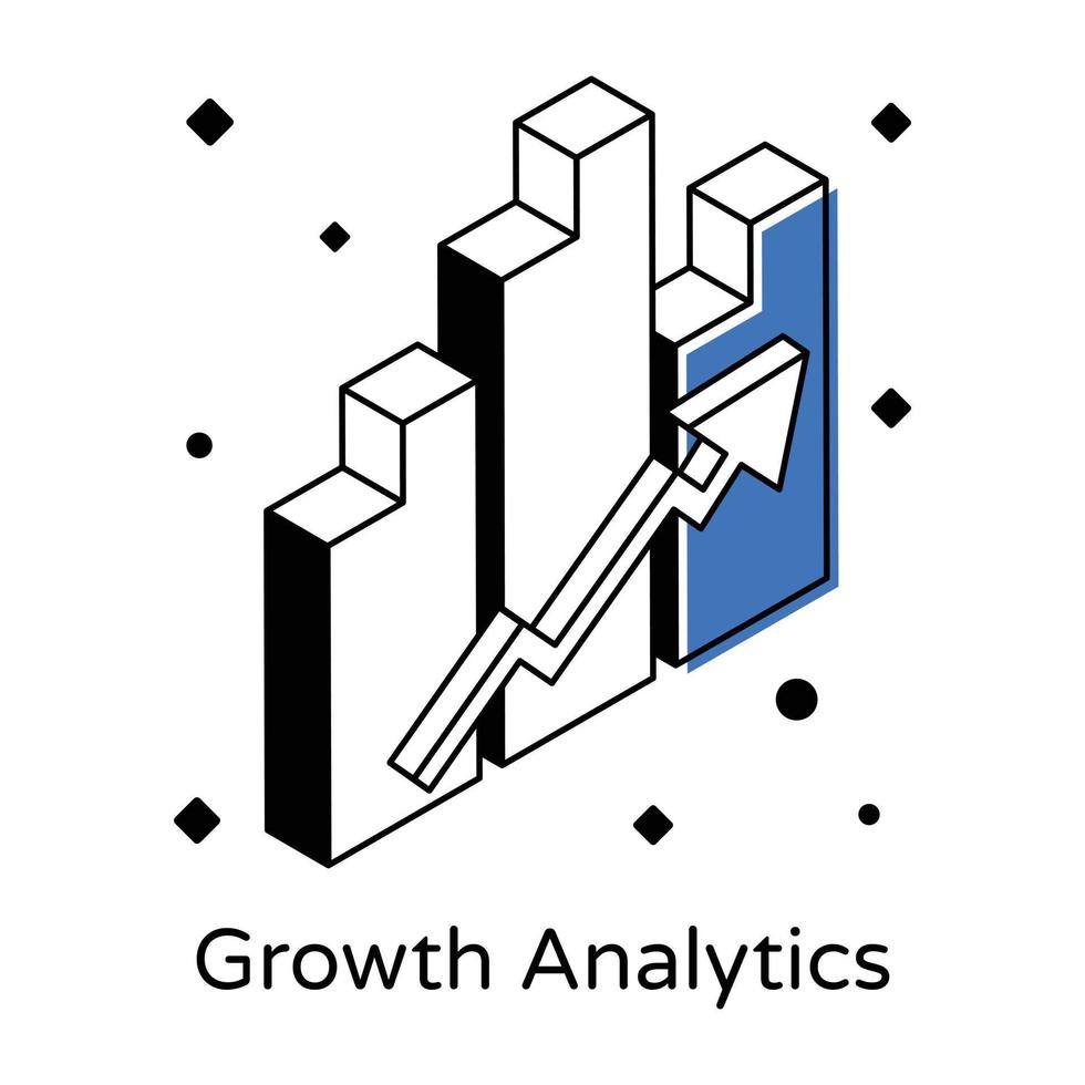 A trendy isometric icon of financial chart vector